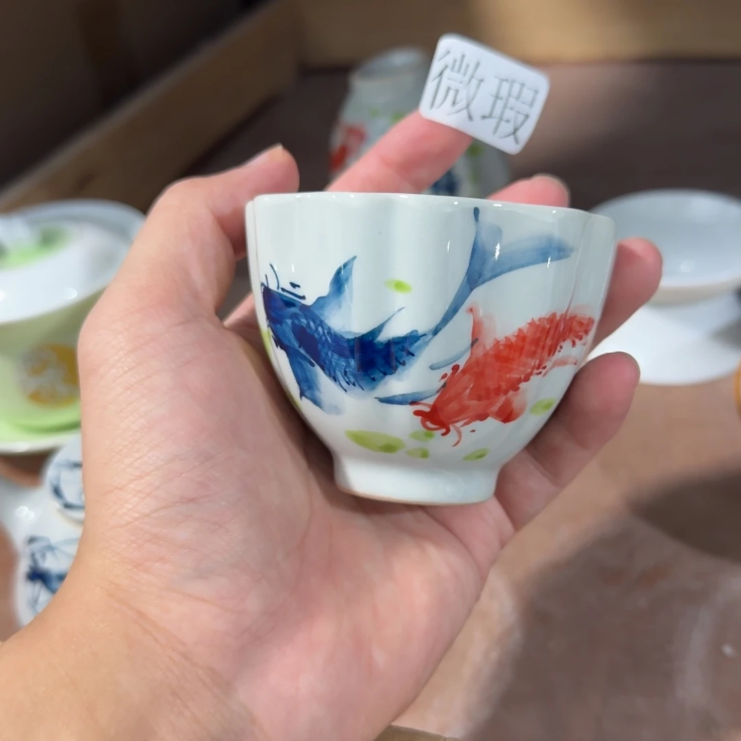 釉下手绘茶具微瑕