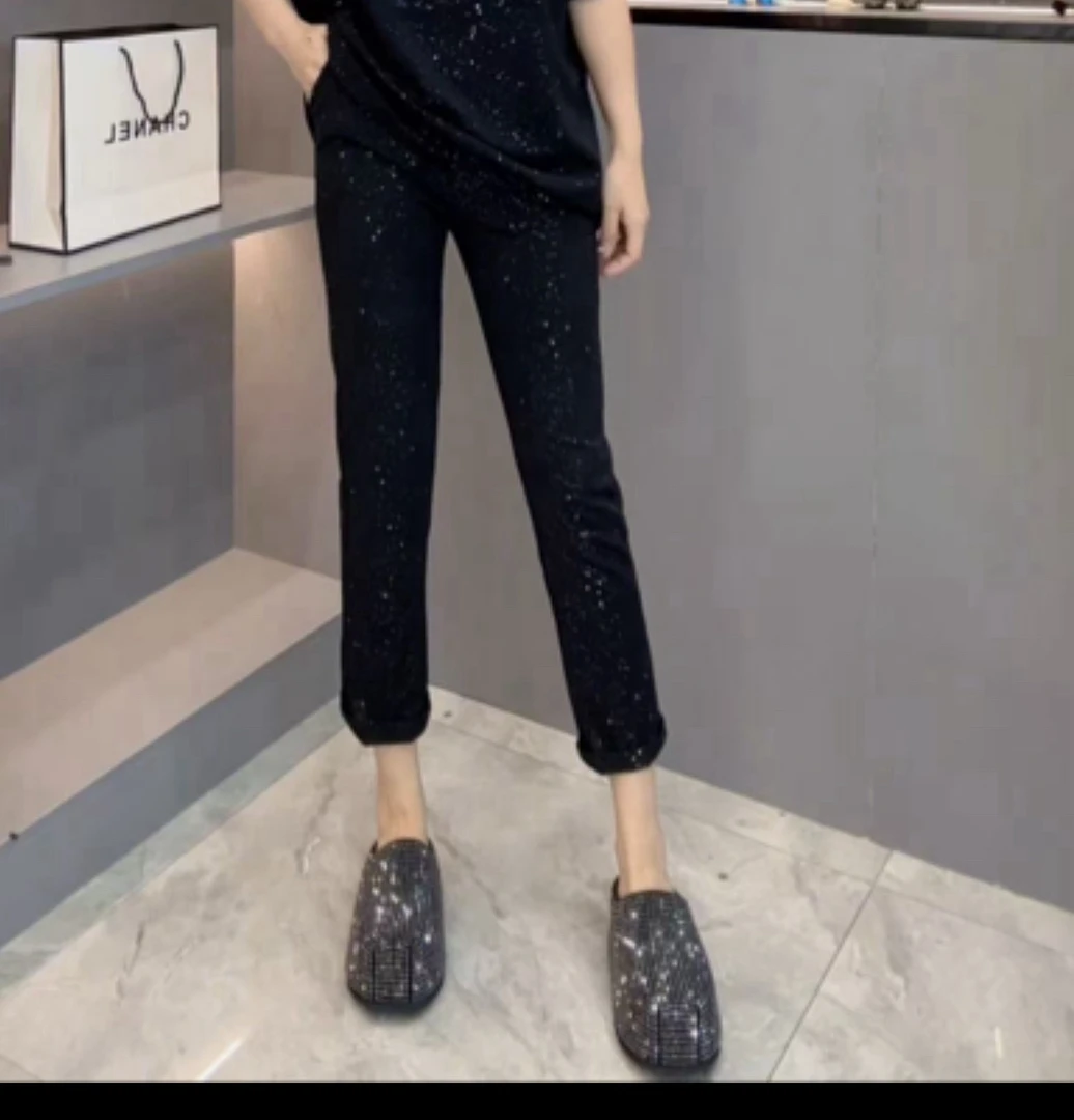 满天星爆款星空裤 松紧腰显瘦烟管裤