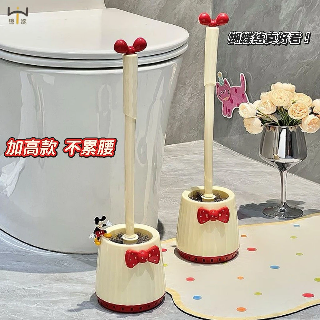可爱蝴蝶结猫咪马桶刷家用无死角长柄清洁刷卫生间带底座洁厕刷L