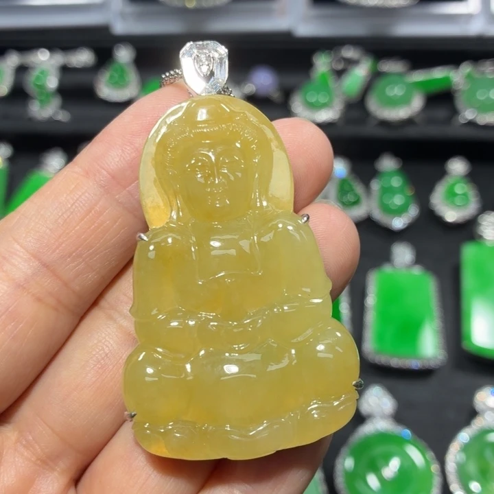 翡翠18K金镶嵌吊坠(不含链)翡翠