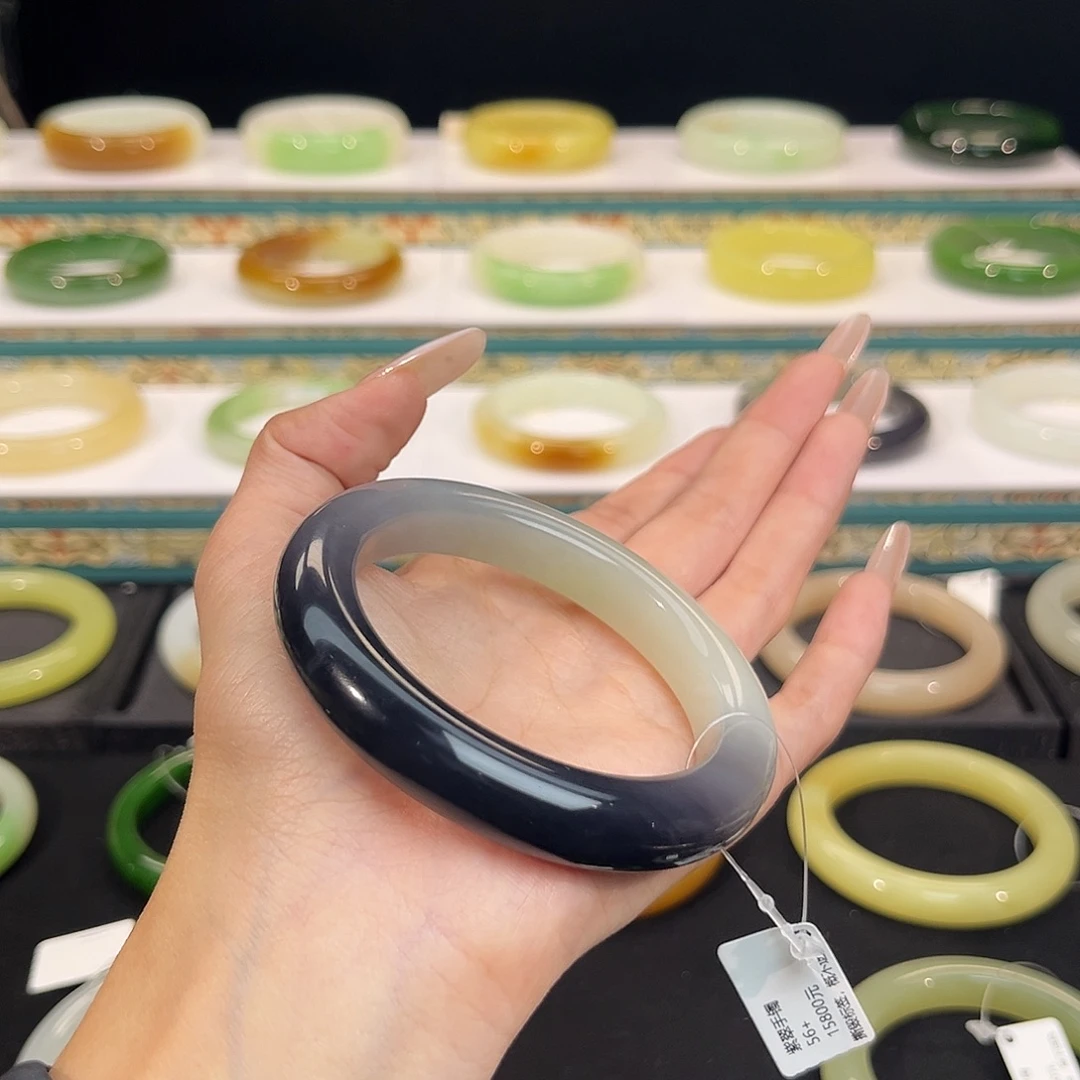 和田玉未镶嵌手镯紫翠双色