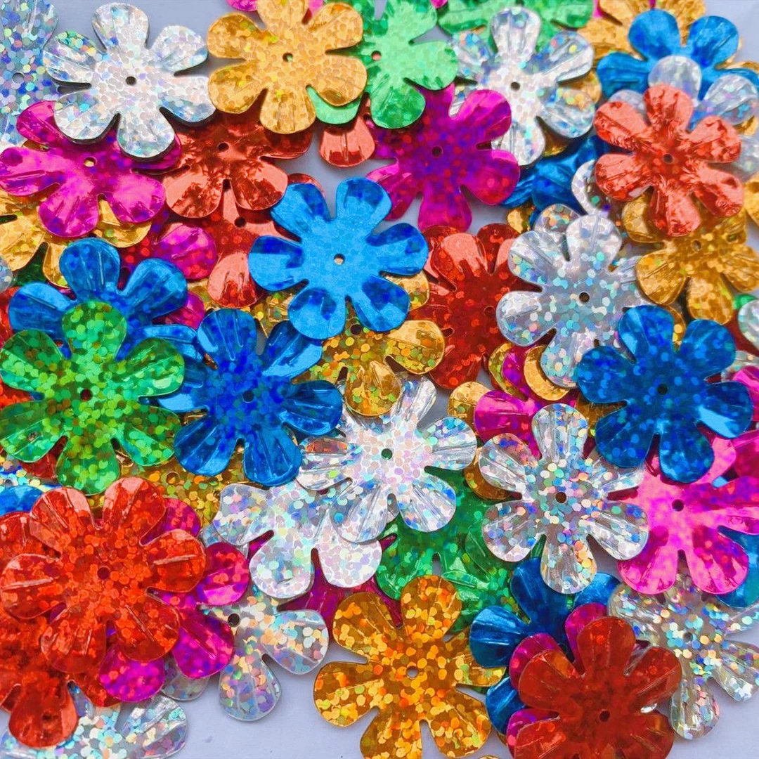 【兮子家】镭射中孔六瓣花创意饰品diy材料