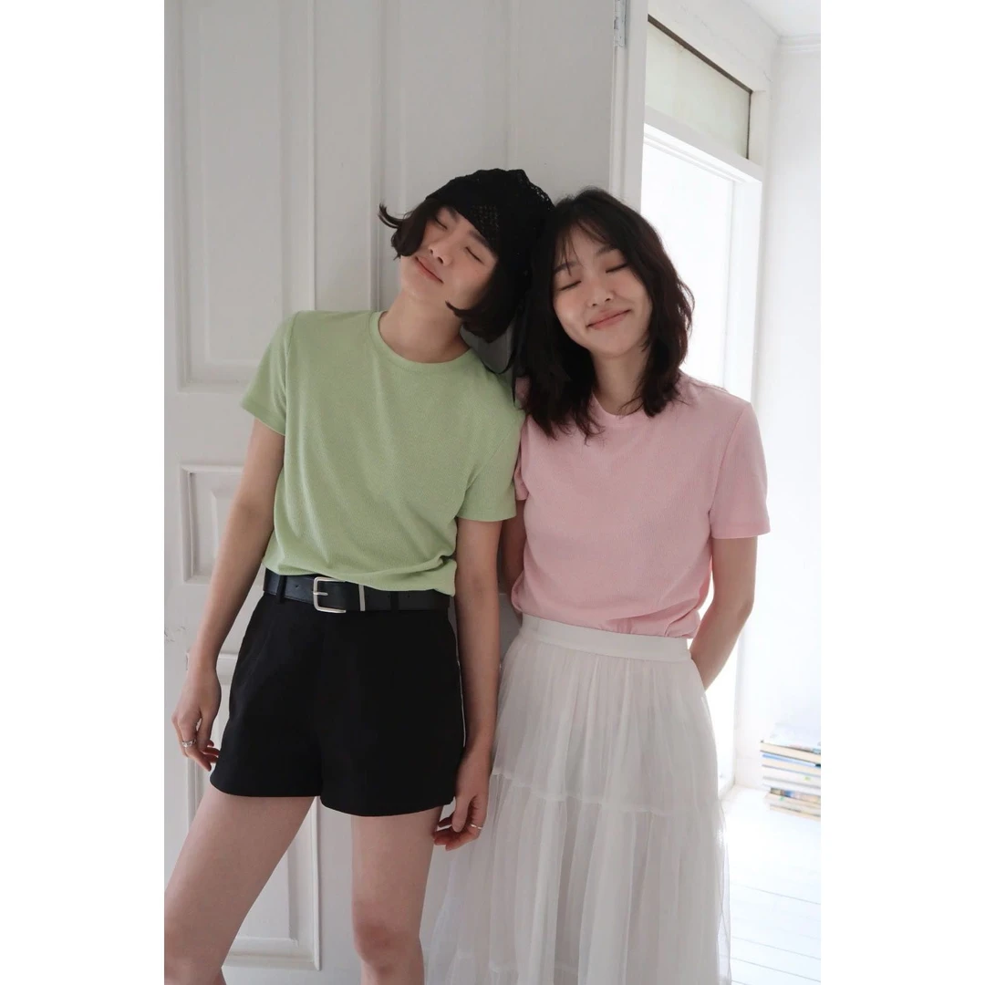 0938#ACME#韩系圆领简约舒适坑条纹理百搭tee！(福利)