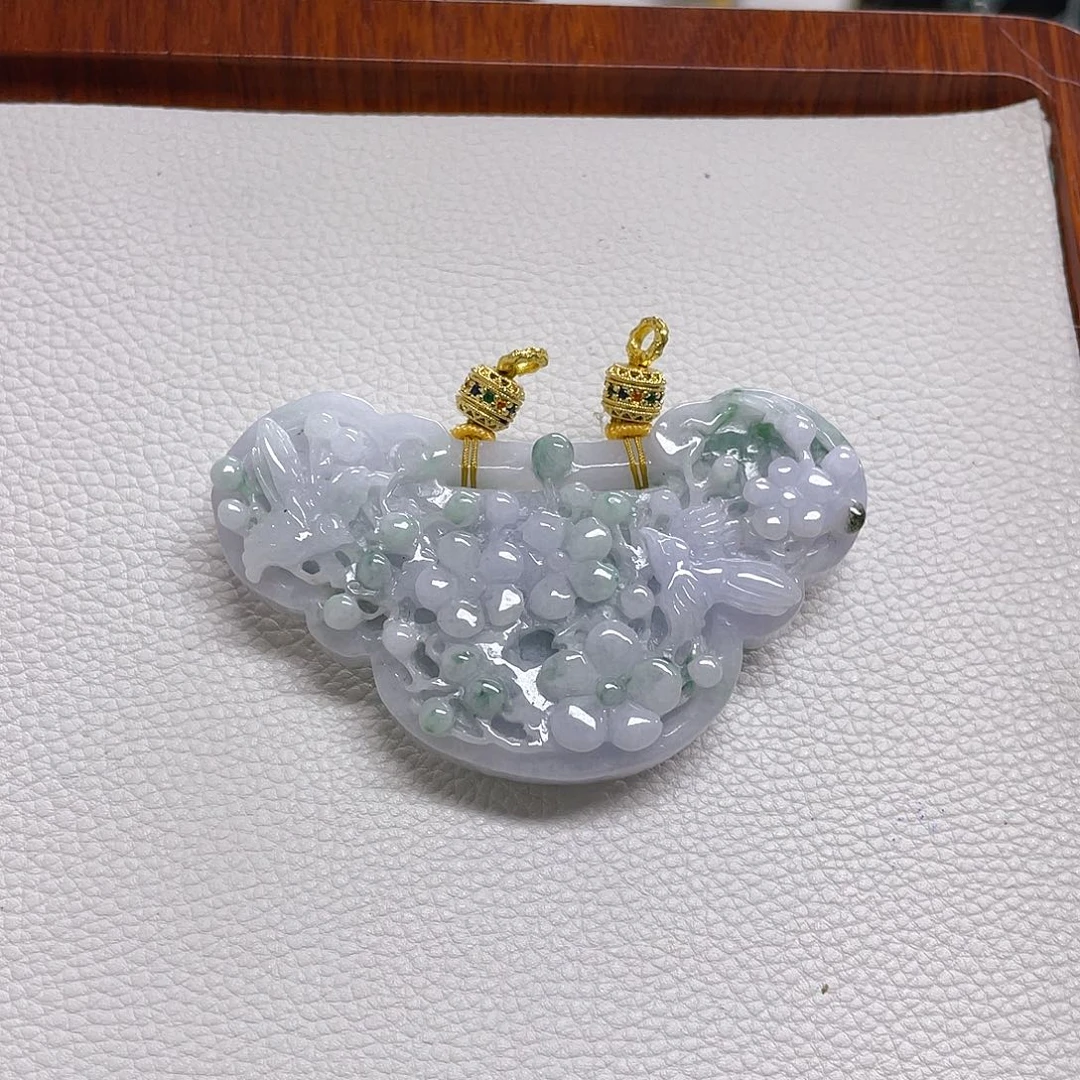 翡翠未镶嵌颈饰翡翠花鸟吊坠
