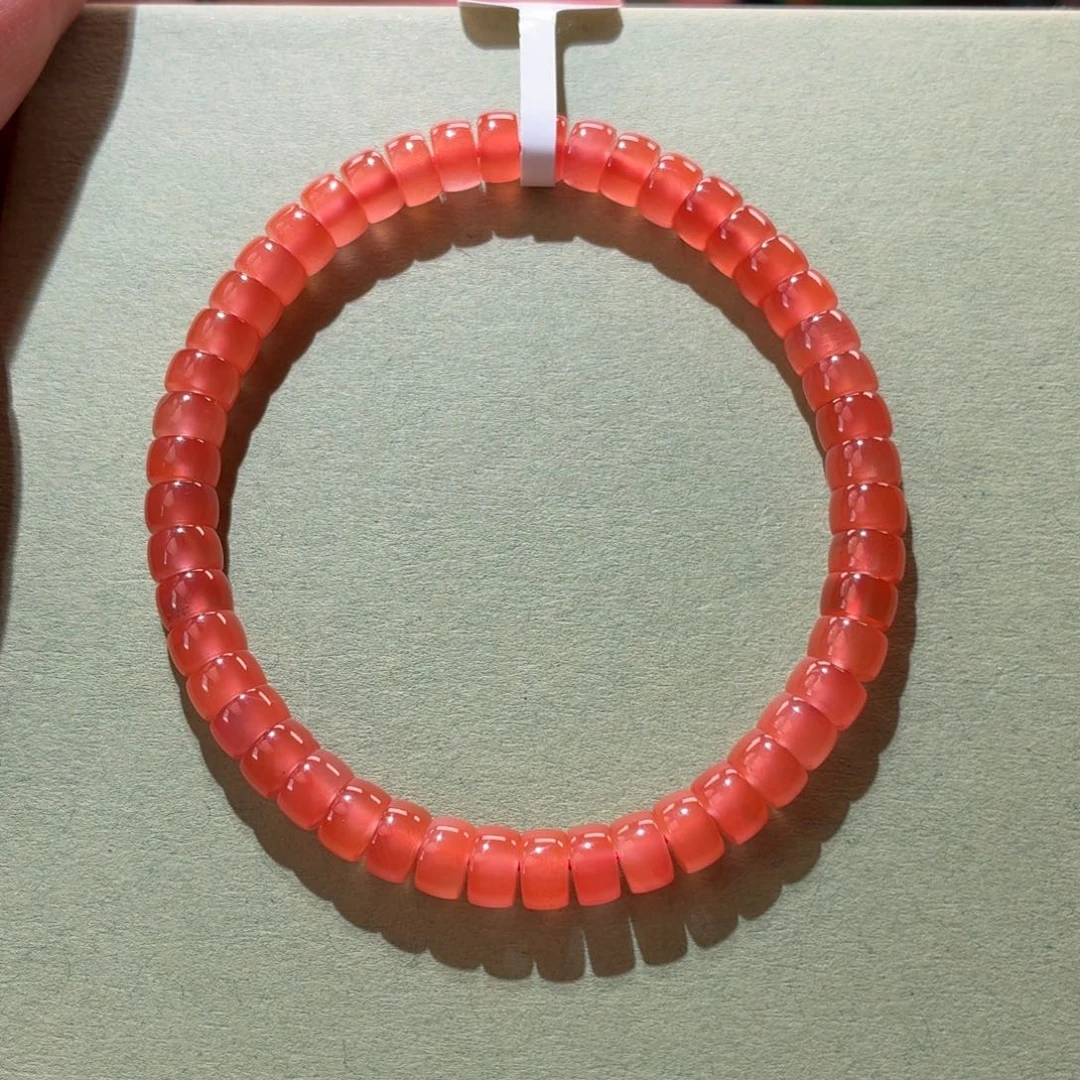 南红玛瑙多圈未镶嵌6mm➕药片小庄粉橘