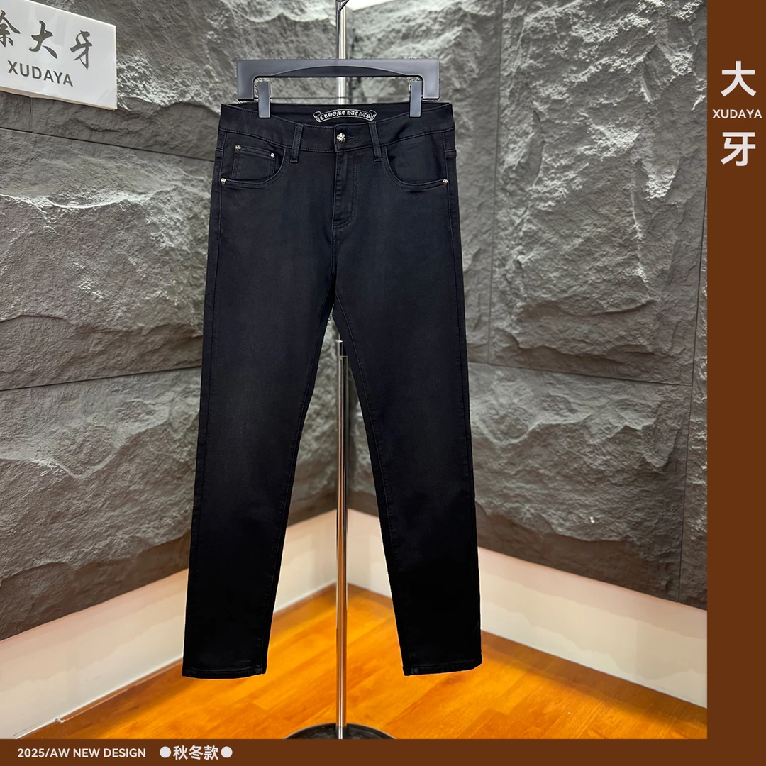 【大牙】118#黑灰色牛仔裤时尚轻奢立体剪裁2025秋冬加厚修身小直筒