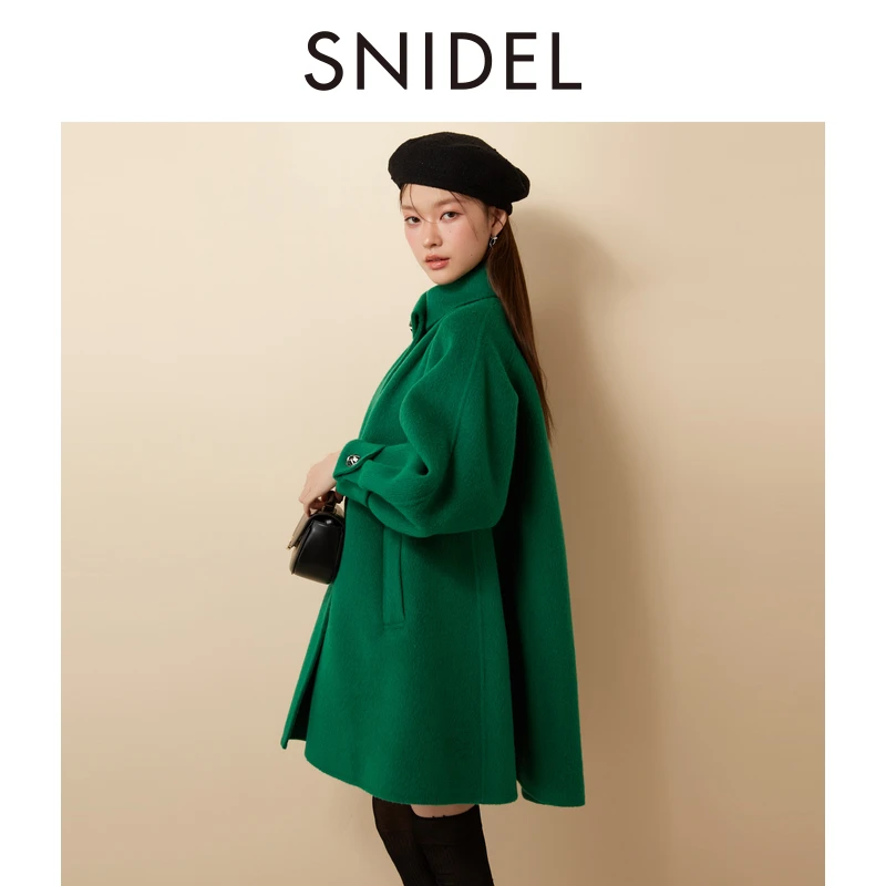 【嘉尔专属】SNIDEL复古立领系带A字羊毛呢大衣外套SWFC244306