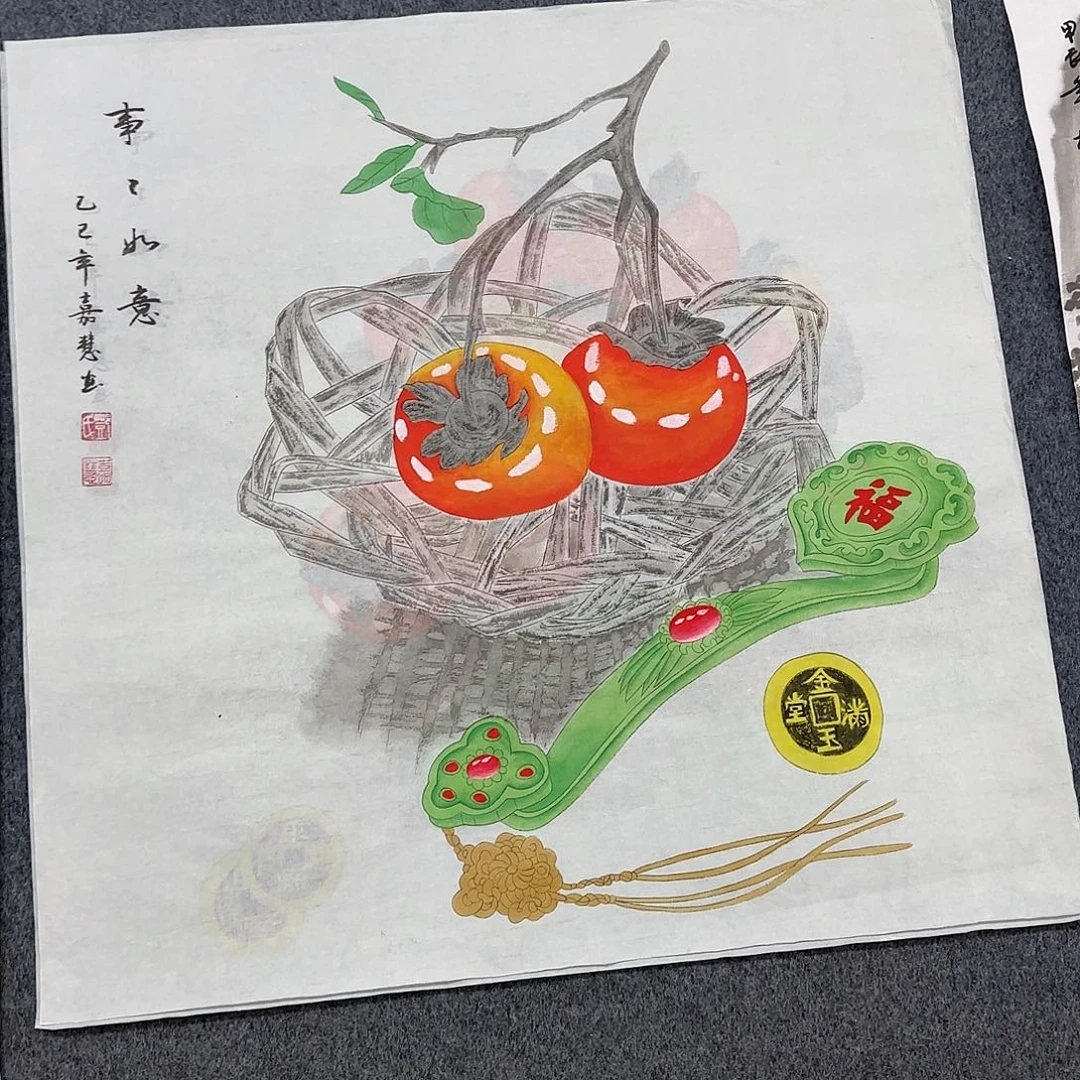 国画尺寸70X70手绘作品