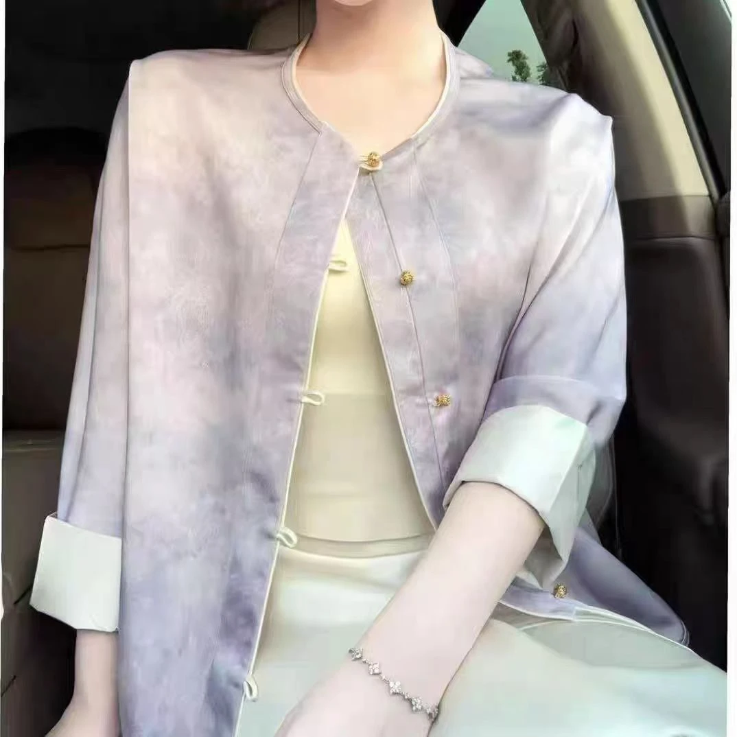 【紫洛薰】双面穿新中式防晒外套显白上衣气质盘扣女装长袖宽松