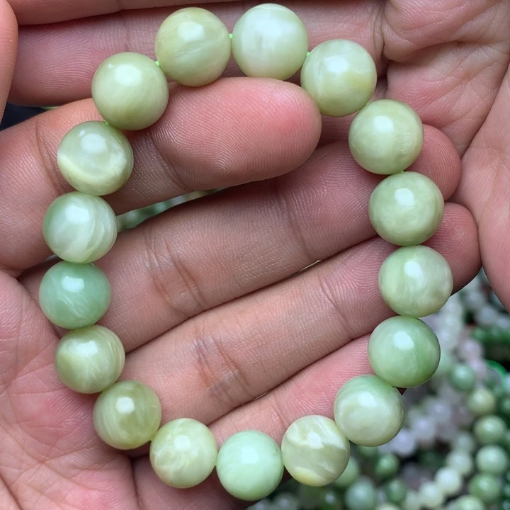 和田玉未镶嵌手串黑羊洞碧玉 特色手串