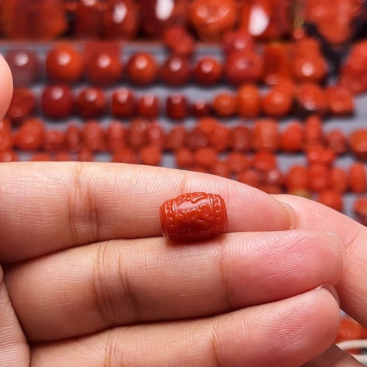 南红玛瑙未镶嵌配饰六字真言勒子9.3mm