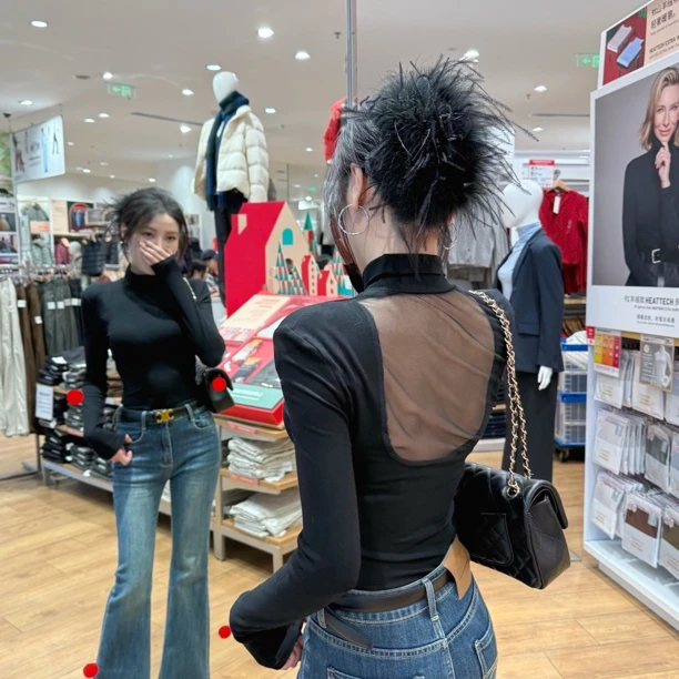 【北北】背影杀上衣秋冬纯欲辣妹修身长袖内搭打底上衣