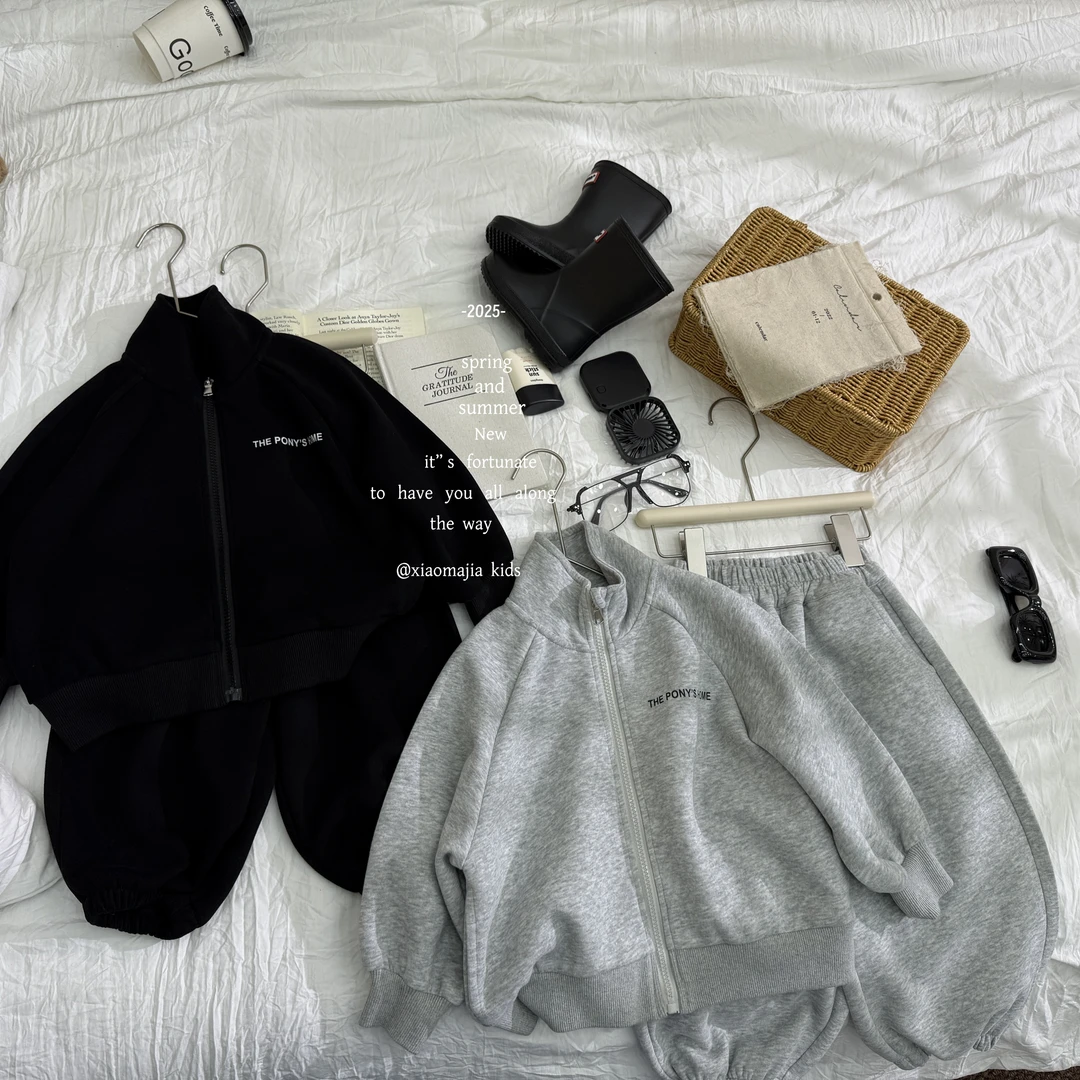 小马家2025秋款新款运动套装D-6303个性潮酷男女同款两件套装