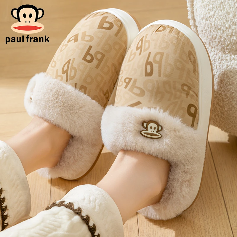 大嘴猴2025冬季男新款毛绒加绒加厚情侣休闲室内家居女棉拖鞋厚底