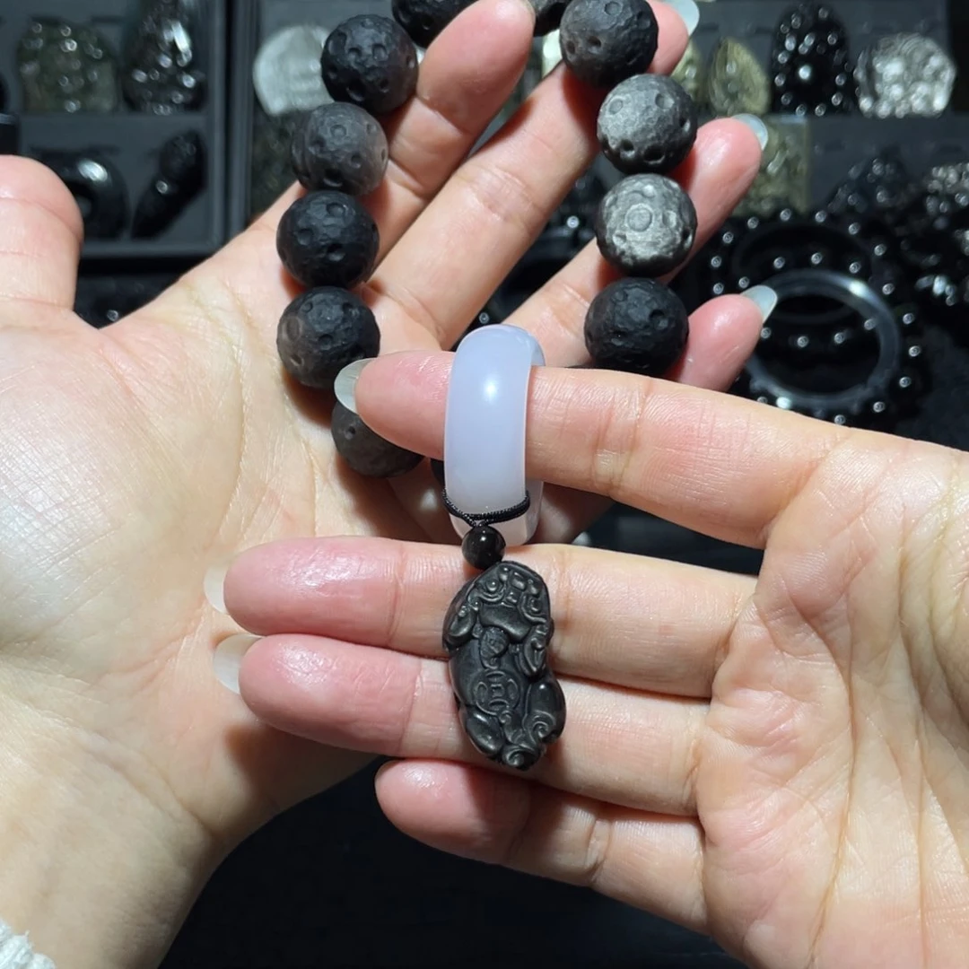 黑曜岩珠宝奇石未镶嵌月**✨