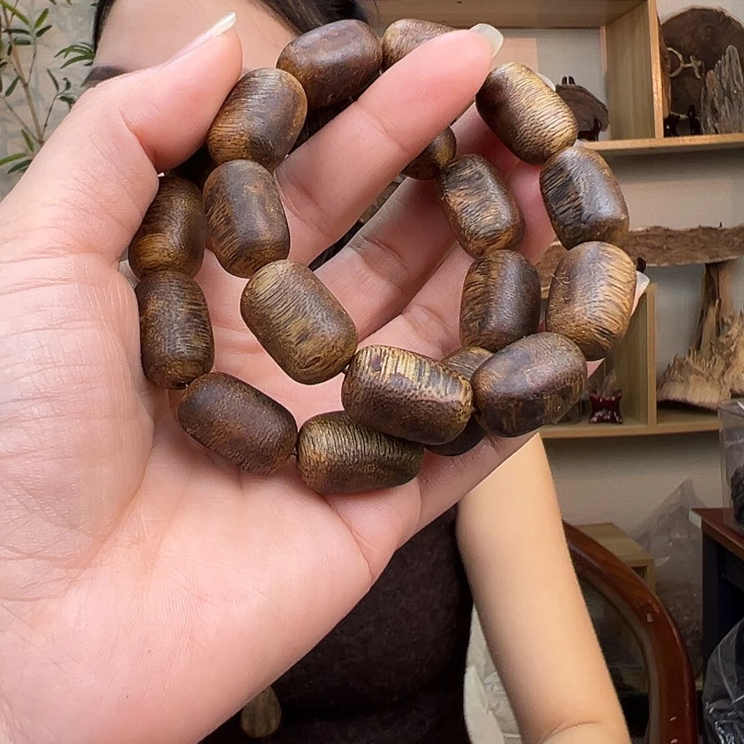 沉香手串海南白奇金丝红油天然留疤多样性发货一条1.3