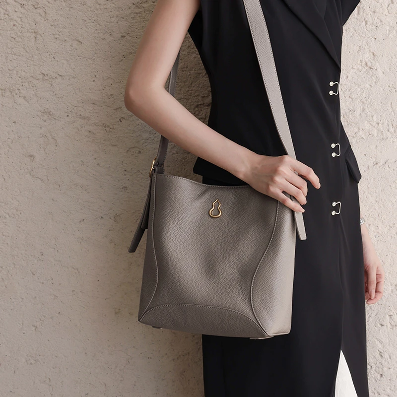 BAMPO半坡花漾包牛皮托特包轻奢女包斜挎真皮简约单肩包小众女士