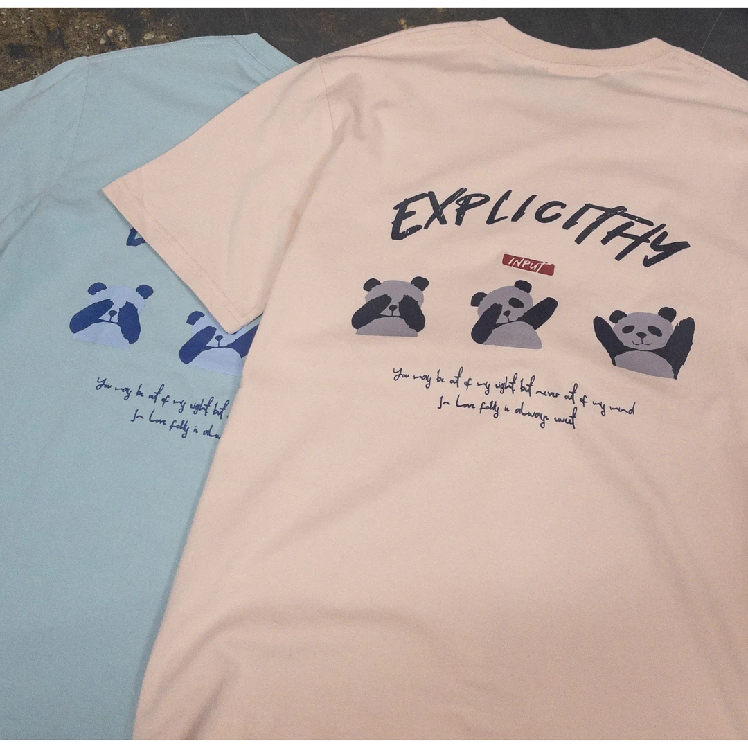 hd【T恤系列】熊猫家族 230g精梳棉男女同款短袖 soinku