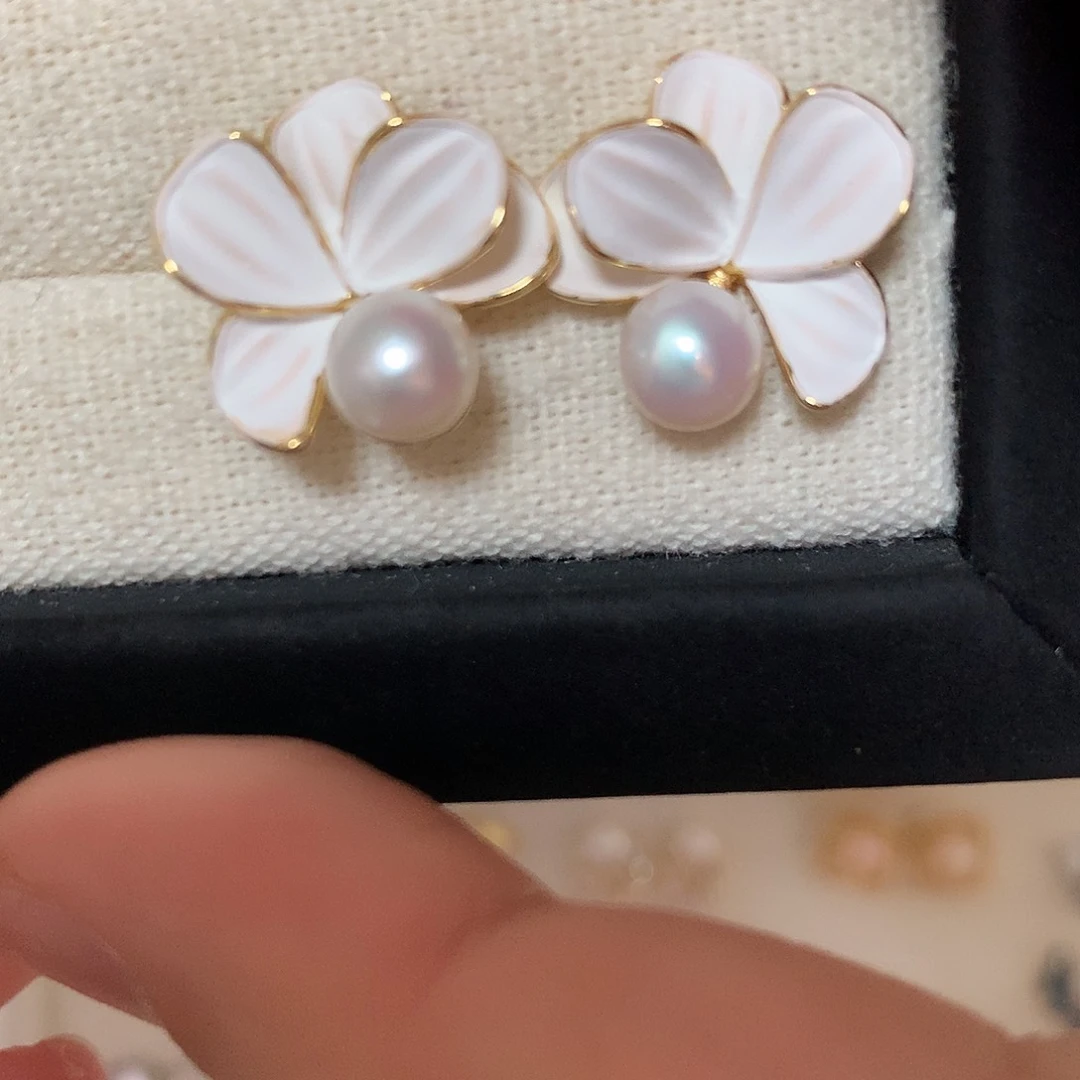 淡水珍珠耳饰合金