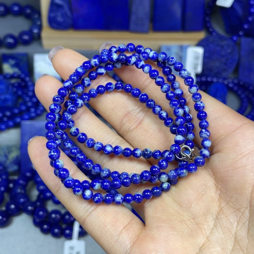 青金石4mm项链银S925镶嵌宛*舟