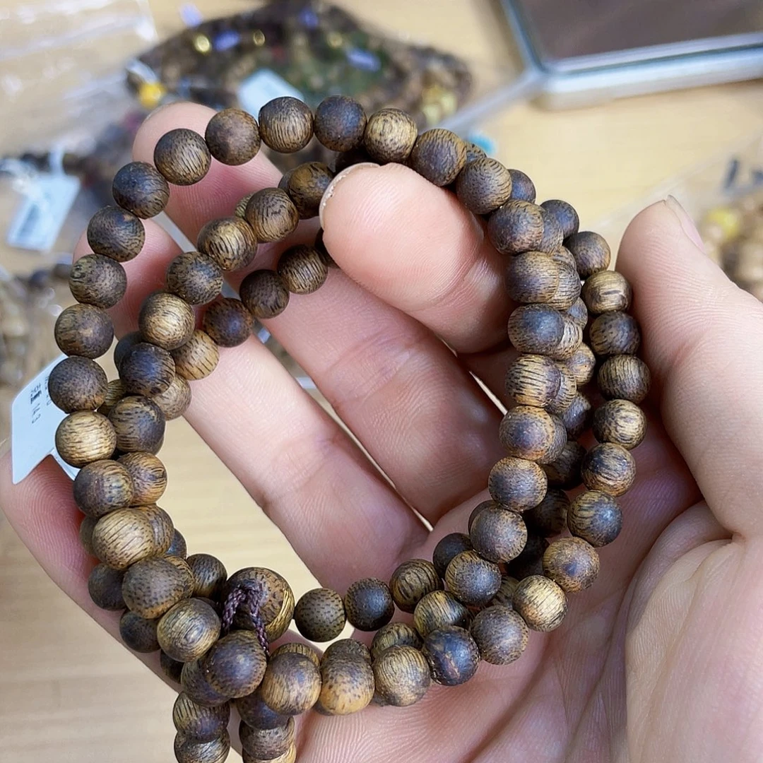 手串沉香野生绿棋圆珠长串0.6/14克多样性发一