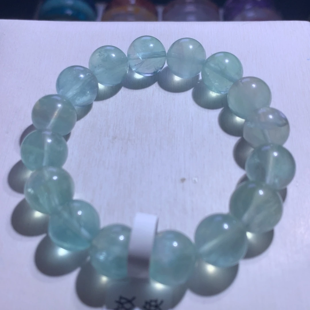 水晶手串银S925镶嵌萤石13.1m