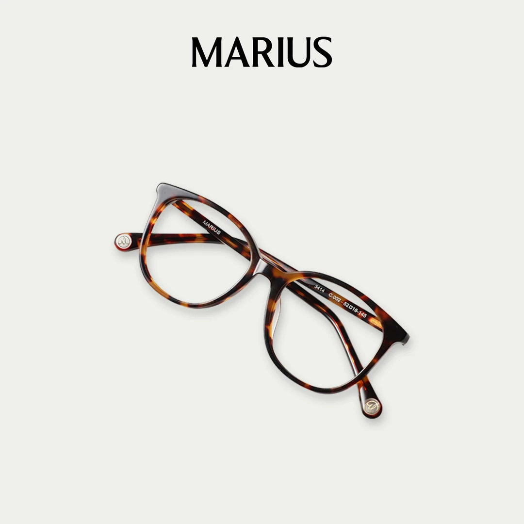 MARIUS经典百搭简约商务休闲玳瑁色复古圆框镜