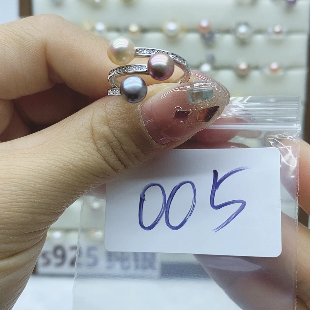 淡水珍珠戒指银S925镶嵌005