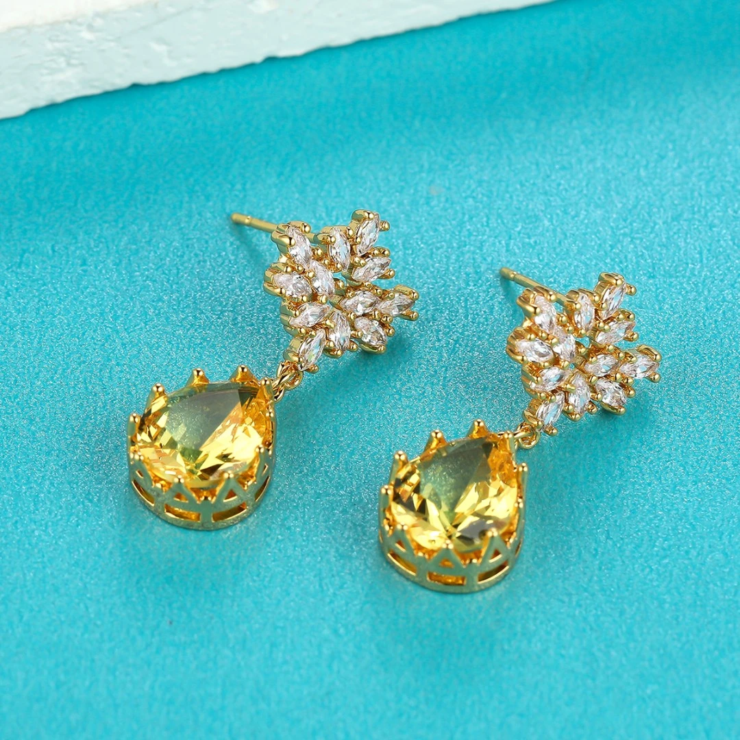 铜合金锆石耳饰 原创设计师款水滴耳环16号