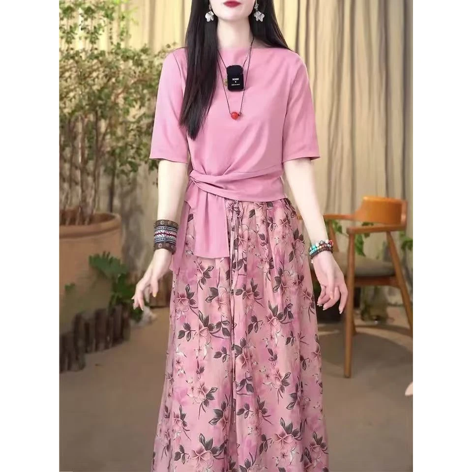 休闲运动套装2025夏季新款半身裙减龄妈妈装宽松显瘦跑步服两件套