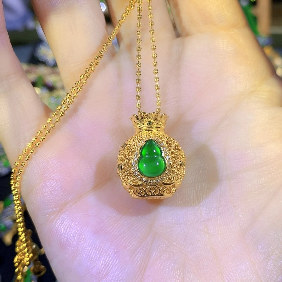 吊坠(不含链)银S925镶嵌翡翠