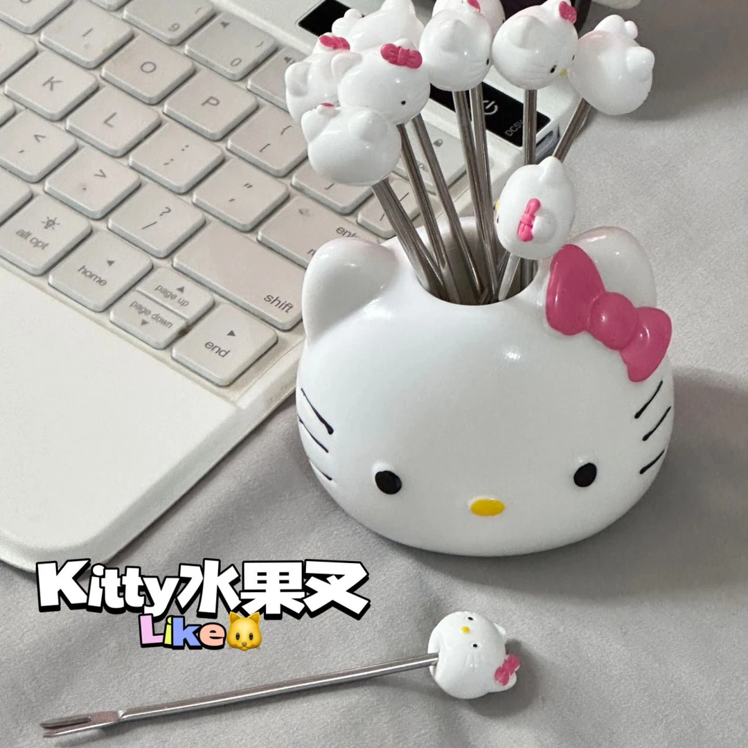 小红书同款家用创意凯蒂猫不锈钢水果叉子网红高颜值可爱水果签