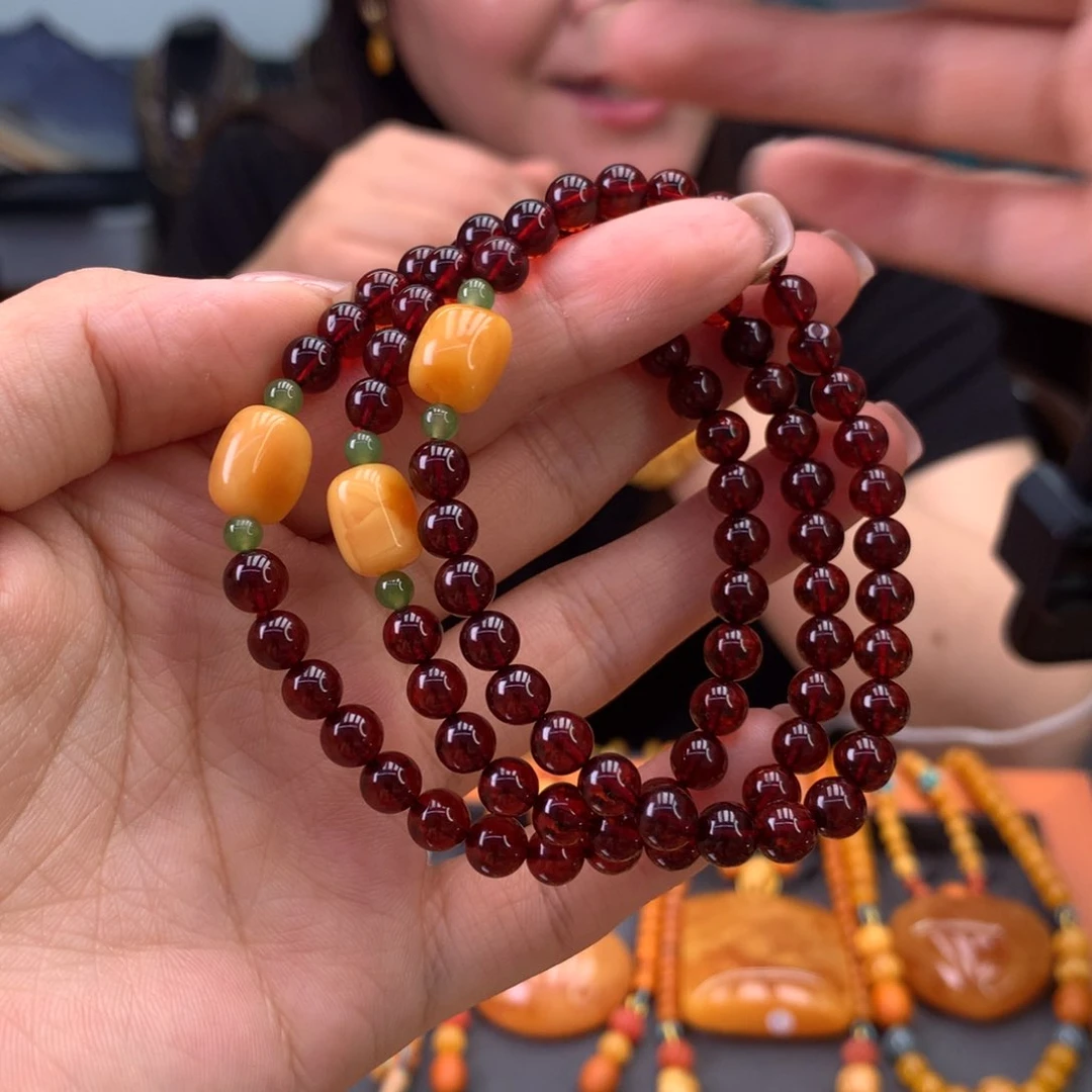 未镶嵌血珀手串多样性发一