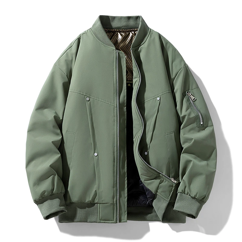 大码夹克男胖子春秋季纯色休闲百搭棒球服外套2025加肥加大码显瘦