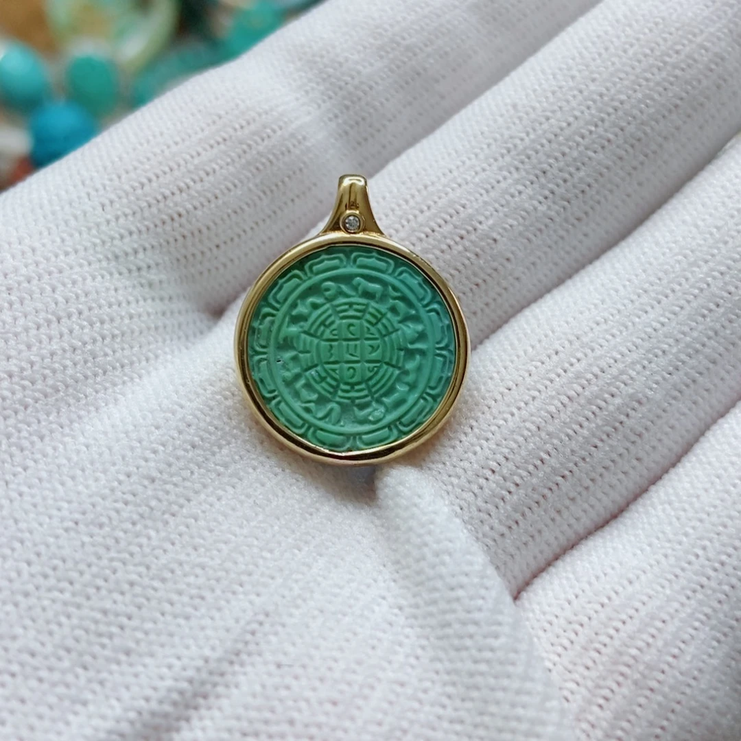 绿松石18K金镶嵌九宫八卦