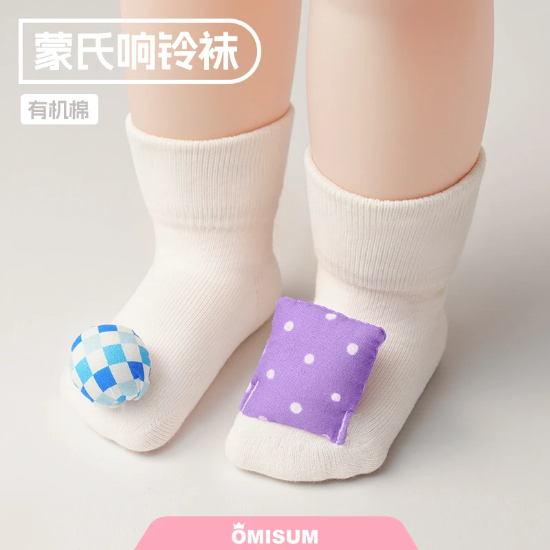 0-1岁宝宝响铃袜婴儿袜子蒙氏安抚玩具摇铃夏季袜子早教