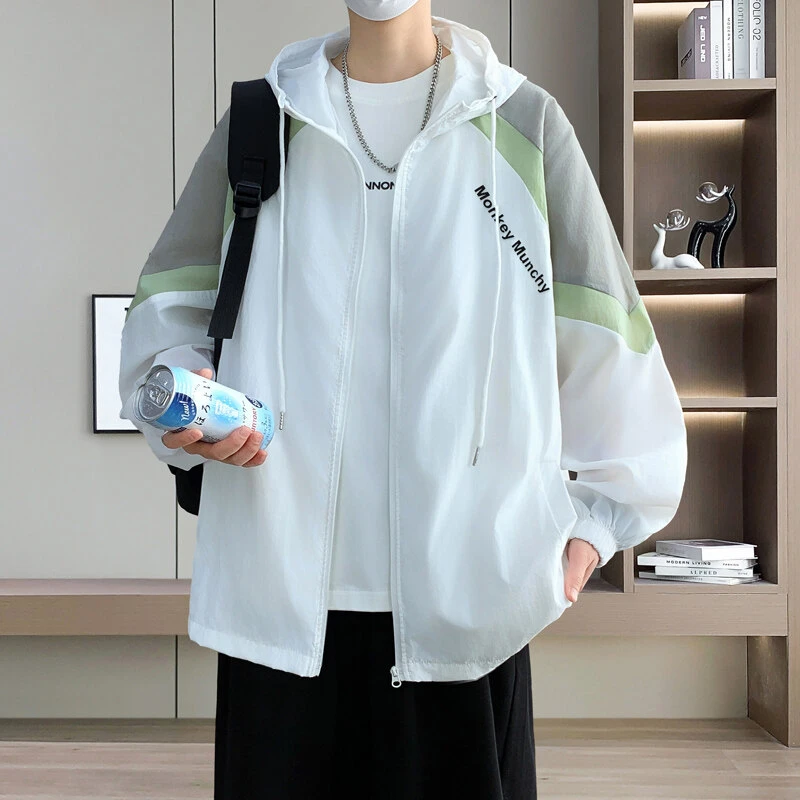 青少年夏季连帽薄款外套潮牌宽松初高中学生防晒衣男生户外防晒衣