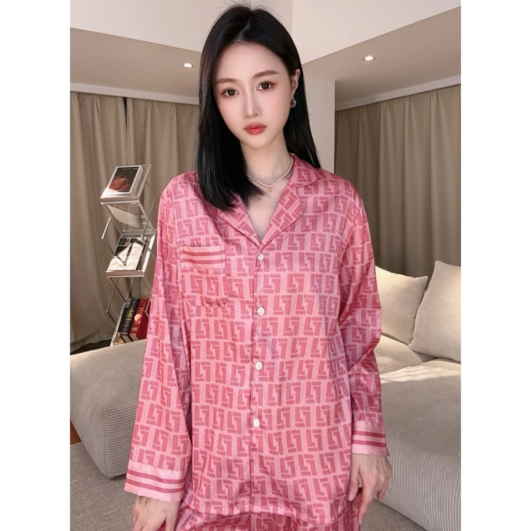 DAVINCIART达芬奇密码人字纹长袖睡衣女春秋爆款新款网红家居服