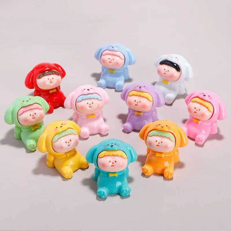 （直播拆）卡通立体小狗李四树脂配件摆件DIY奶油胶装饰材料配件