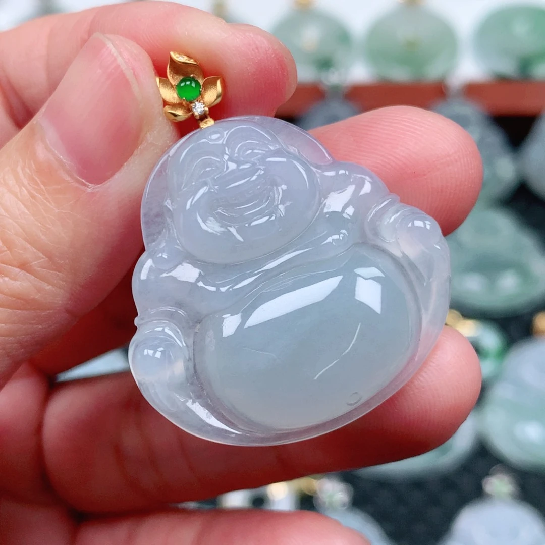 翡翠吊坠(不含链)18K金镶嵌