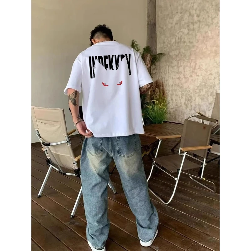 重磅青少年街头痞帅短袖t恤男士美式宽松潮流高街嘻哈t恤纯棉上衣