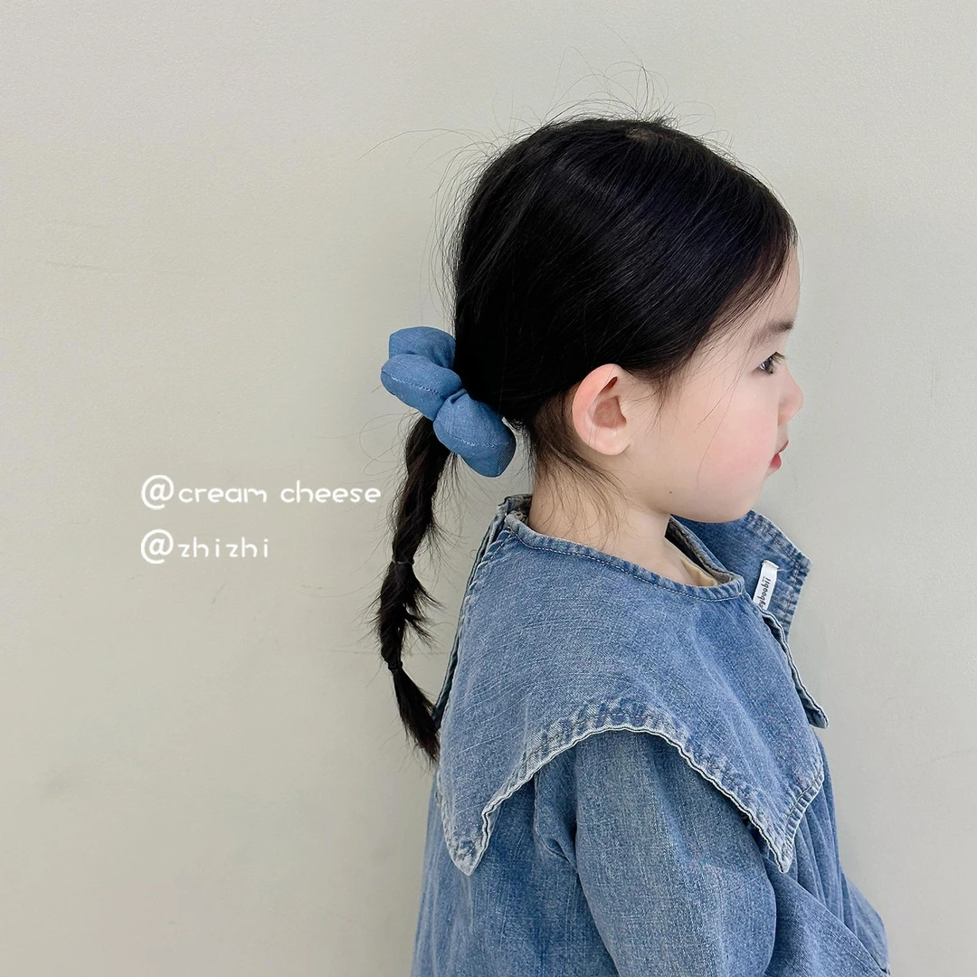 多巴胺春天花瓣发圈儿童牛仔蓝花朵发绳宝宝立体头绳