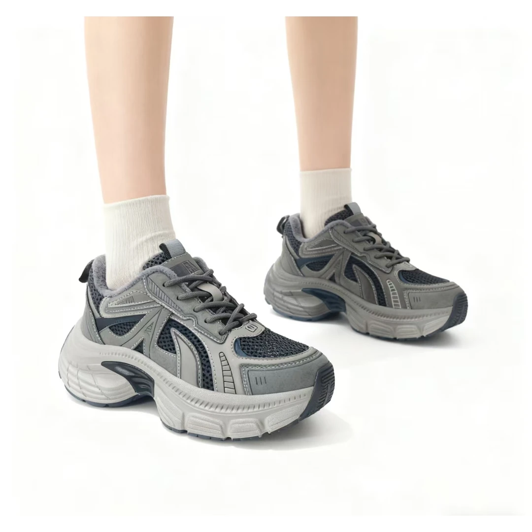 【单里/加绒】厚底轮胎底老爹鞋女新款小个子增高休闲运动鞋