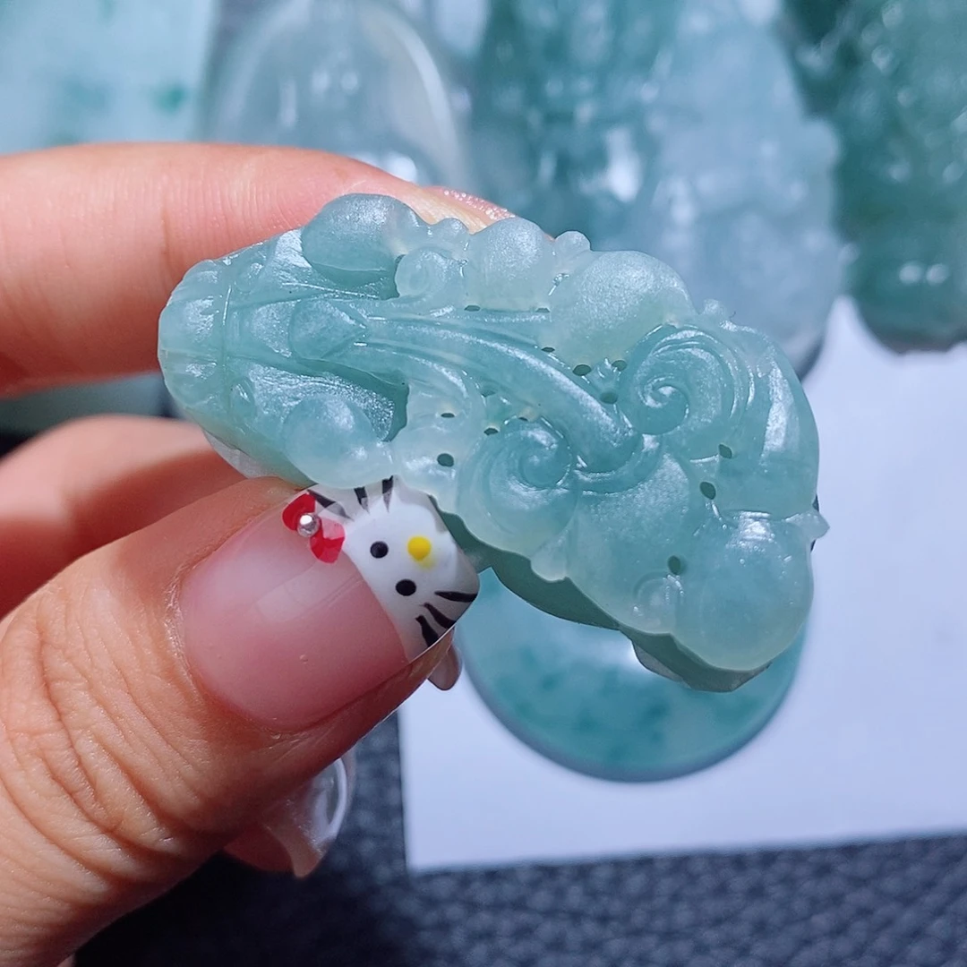 定制翡翠未镶嵌毛货付款后确认抛光