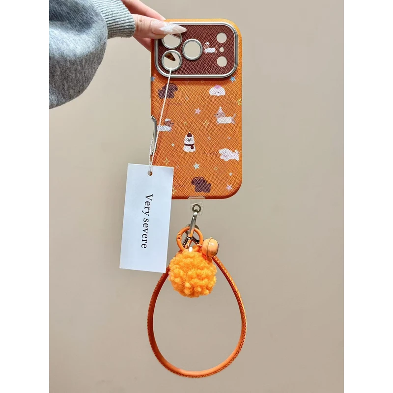 星宇橙可爱满屏狗狗挂件手拎绳适用苹果17promax手机壳15iphone16