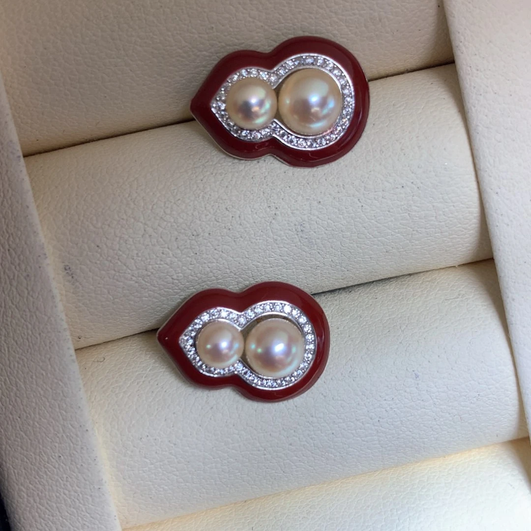 银S925镶嵌海水珍珠耳饰