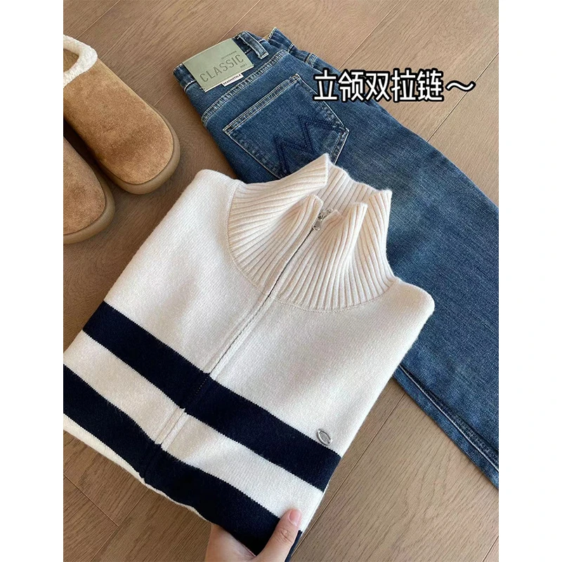 【丹姐家~立领双拉链~】新款秋冬双拉链慵懒针织开衫