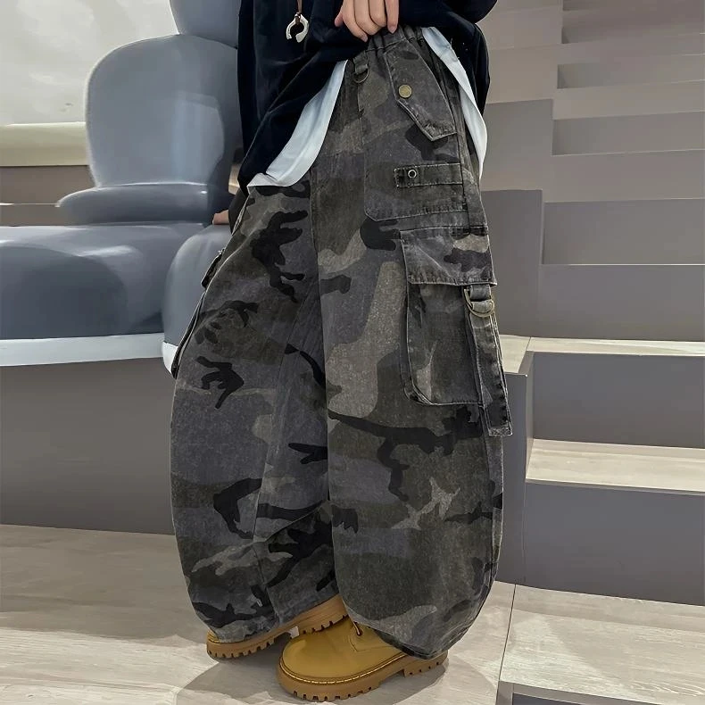 男童秋季迷彩裤炸街2025春秋新款儿童装秋装中大童工装裤子帅潮