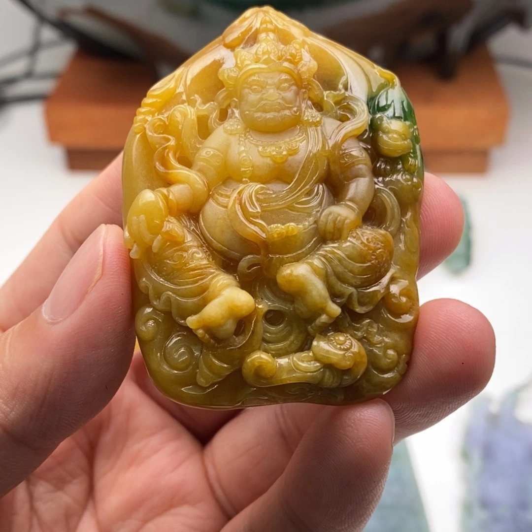定制翡翠未镶嵌黄财神翡翠