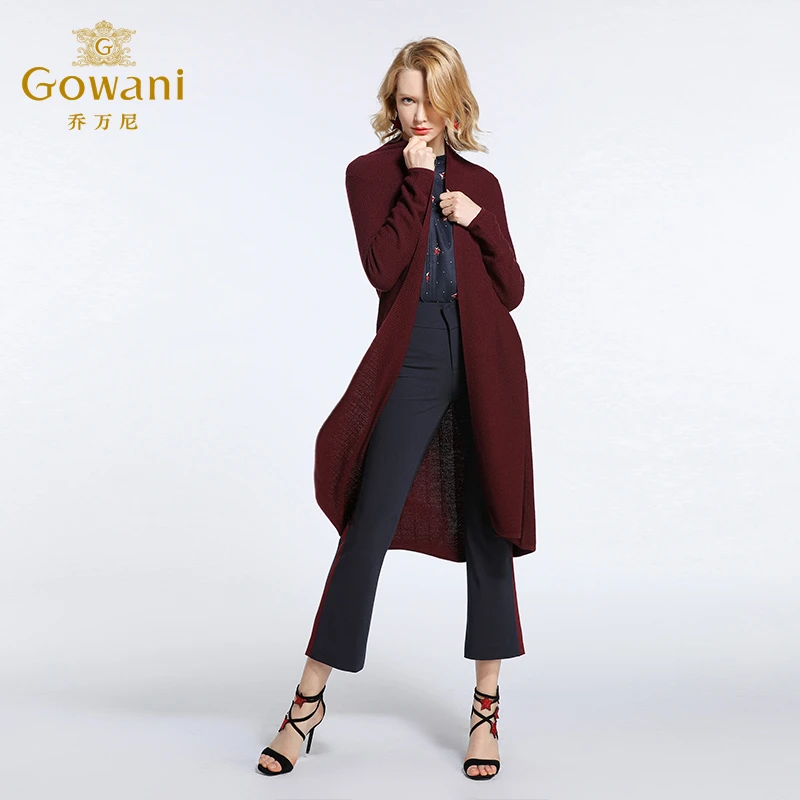 Gowani/乔万尼薄款毛衣修身直筒针织开衫外套长款韩EB3M289105